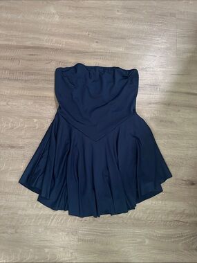 SHEIN Navy Strapless Flared Mini Dress